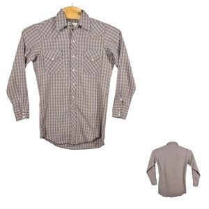 Vtg MWG Western Best Pearl Snap Shirt Mens S/M‎ Extra Long Tail Rodeo Ranch-wear